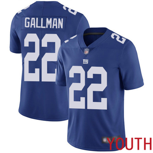 Youth New York Giants #22 Wayne Gallman Royal Blue Team Color Vapor Untouchable Limited Player Football NFL Jersey->youth nfl jersey->Youth Jersey